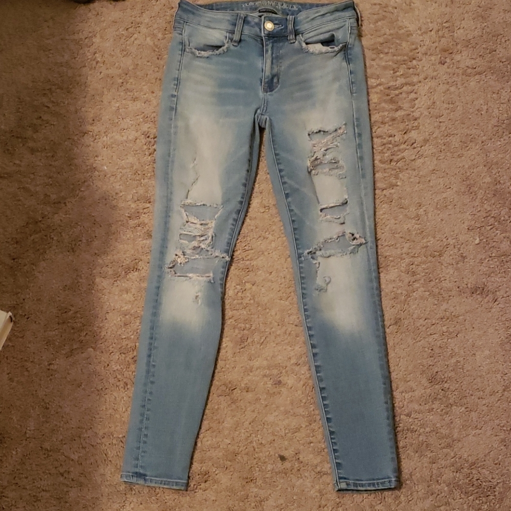 American Eagle, Super Stretched, Ripped Jeans